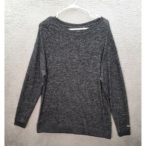 Hollister Shirt Womens Medium Black Gray Relaxed Long Sleeve Preppy Workwear